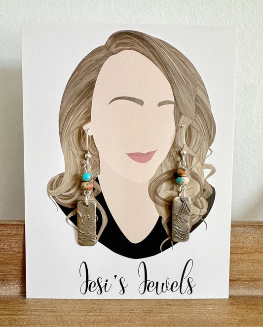 Mountain Silver Dangles with Oyster Turquoise